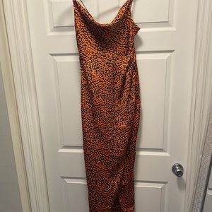 Orange and blue leopard dress